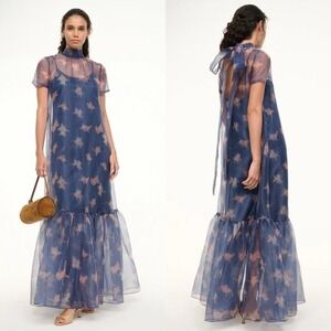 Staud Calluna Dress Botanical Navy Maxi  Brand New